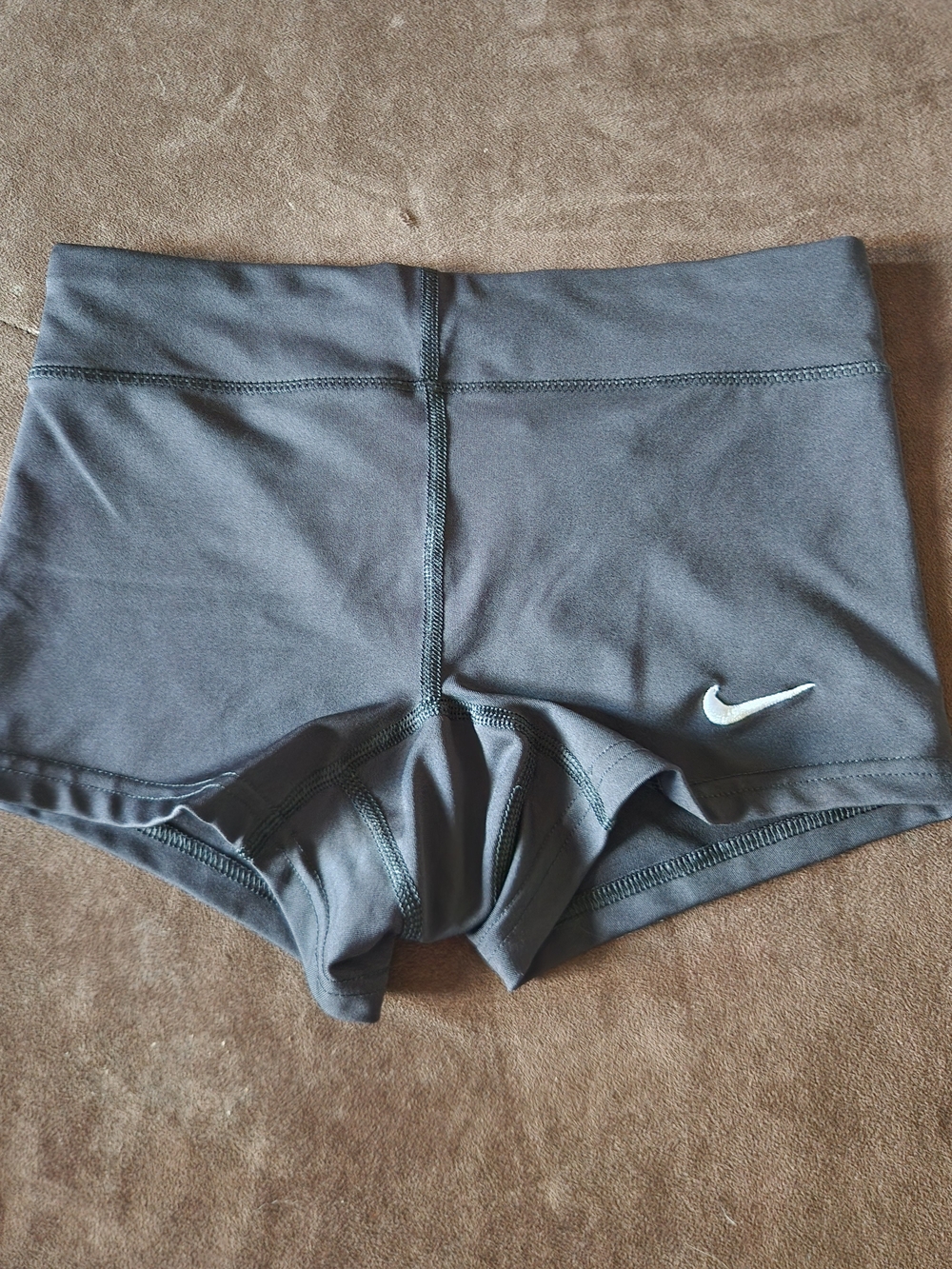 Nike Black Gray Women's Stretch Bike Shorts with Swoosh